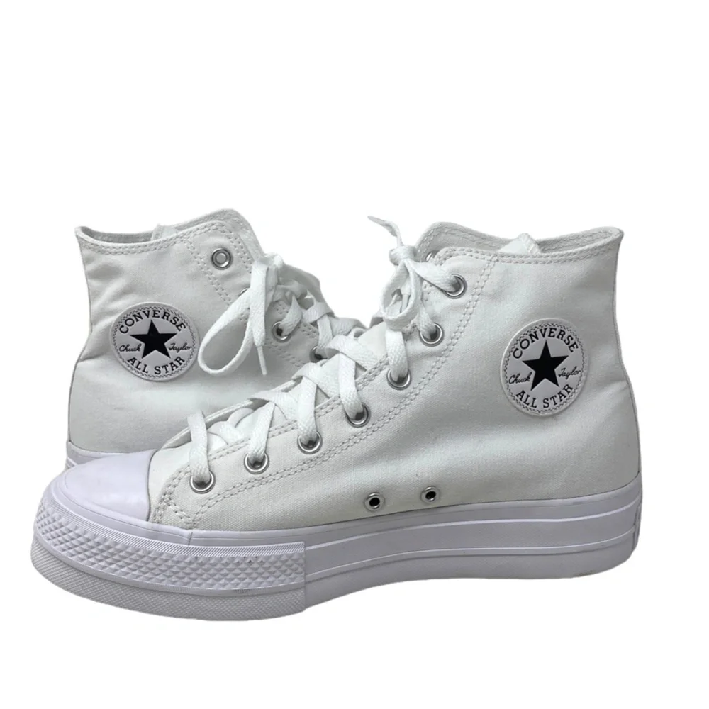 Converse Ctas Lift Platform White For Women Canvas Shoes High Custom 173149CWWWW - Picture 3 of 8